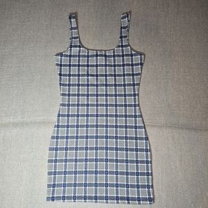 Forever 21 Navy and White Plaid Mini Dress Large